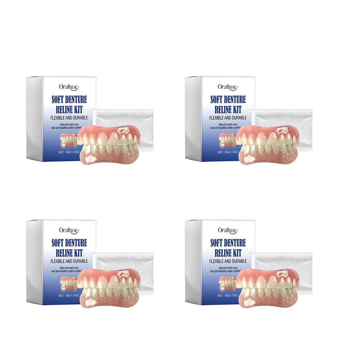 Oralhoe Soft Denture Reline Kit – Temporary Cosmetic Dental Braces Denture Reline Kit Qst 4sets boxed