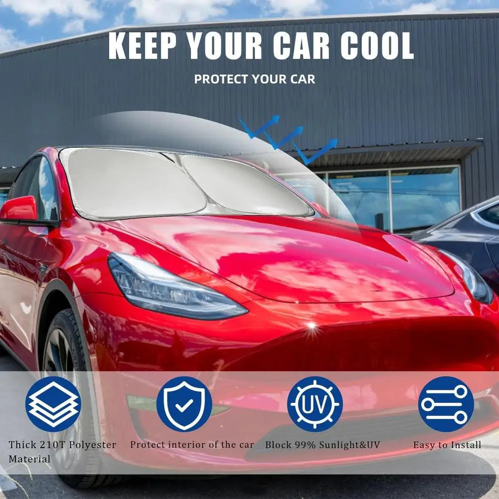 Tesla Model 3/Y Windshield Sunshade – Thickened UV Protection Car Windshield Sunshade Qme
