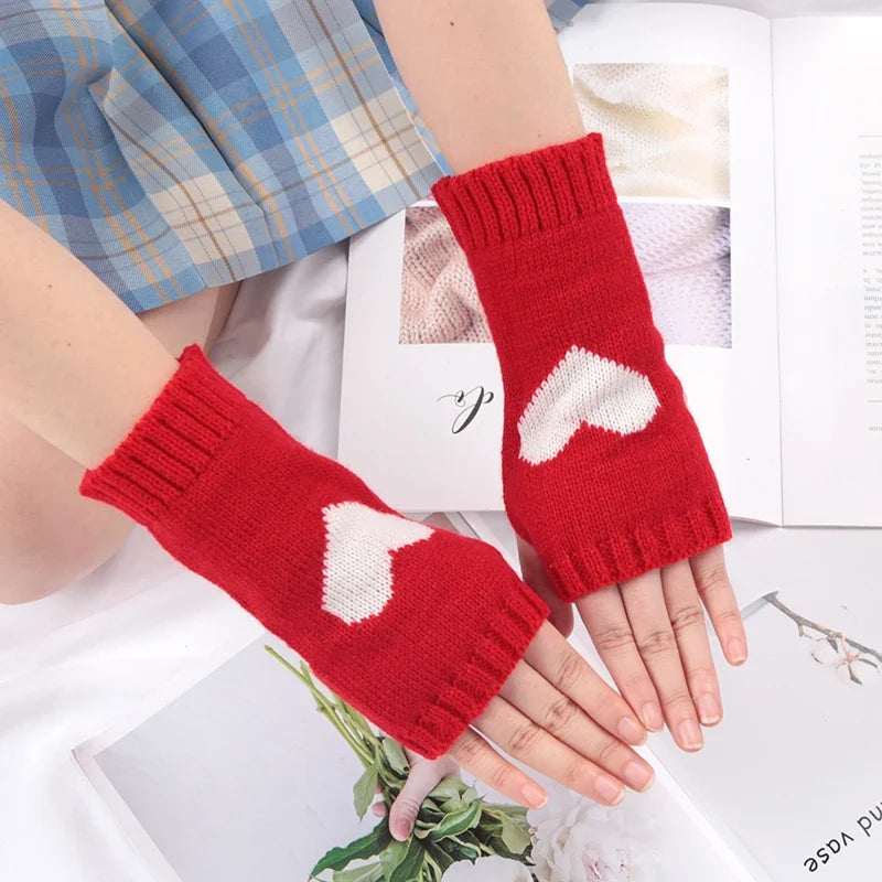 Women's Crochet Fingerless Gloves & Arm Warmers – 7 Colors Fingerless Arm Warmers Qme Red length-20cm