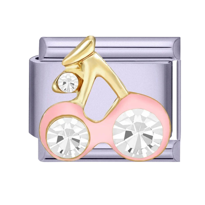 Gold Zircon Italian Charm Links – Bow Moon Cherry Star Italian Charm Links Qme Style 32