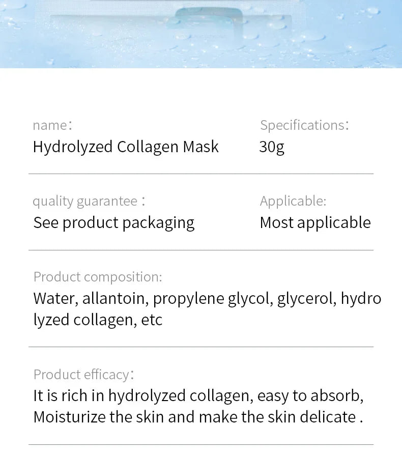 10pcs Centella Collagen Sheet Mask – Hyaluronic Acid & Vitamin C Hydrating Sheet Mask Qst