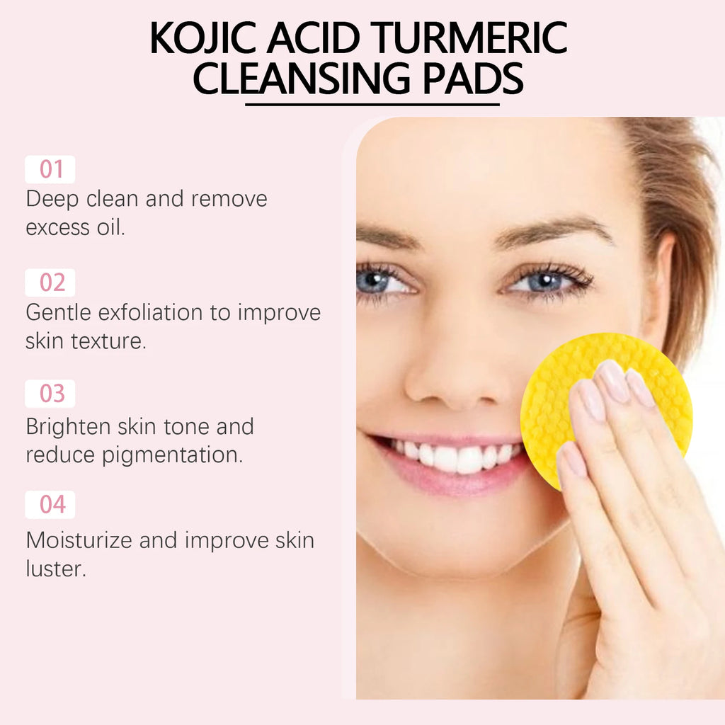 Turmeric & Kojic Acid Facial Cleanser Pads – 40/60 Pcs Facial Cleanser Pads Qst