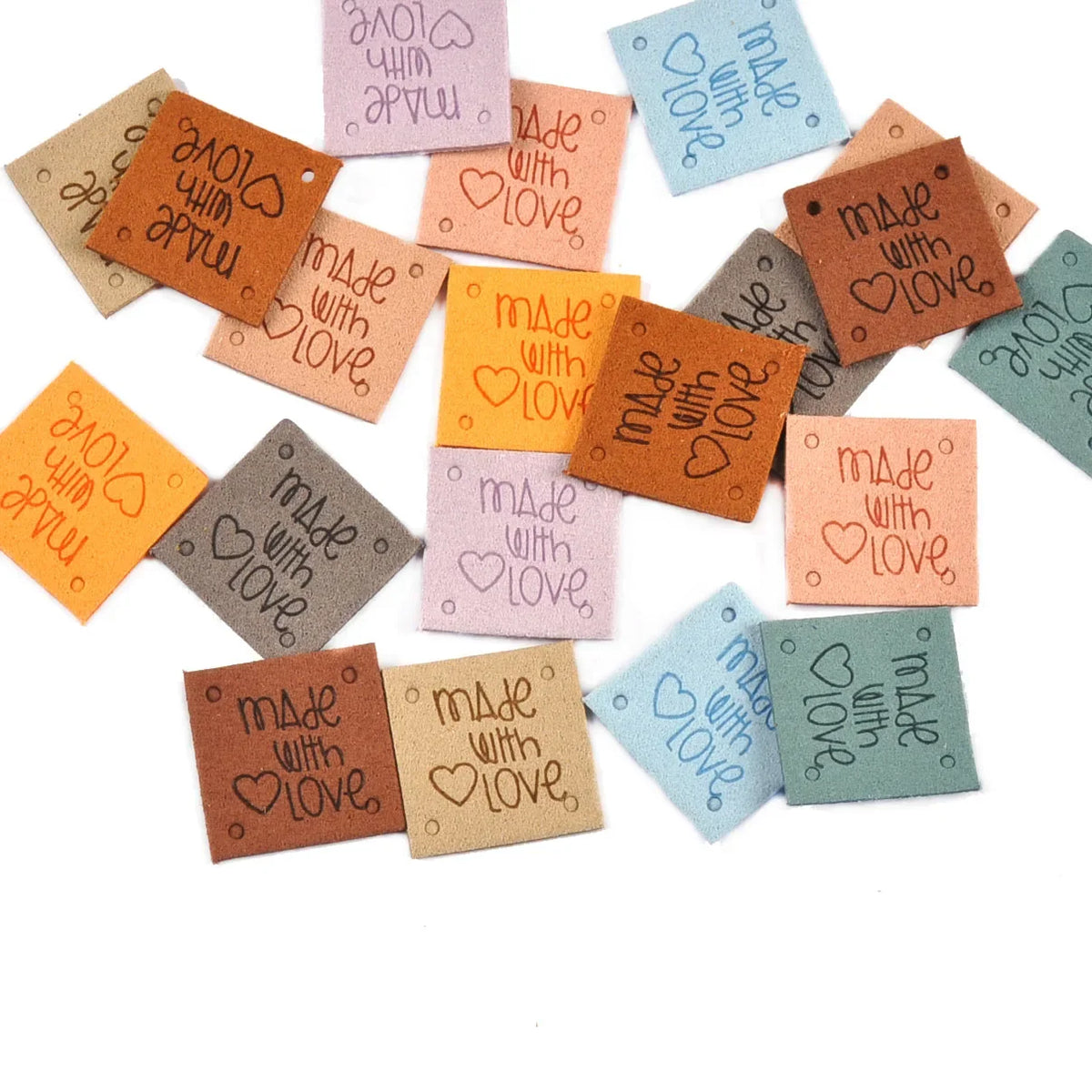 Colorful Square Leather Embossed Labels for Garments & Bags Leather Sewing Labels Qme