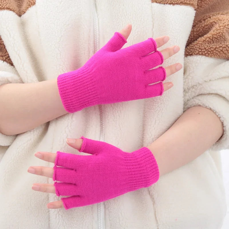 Unisex Fingerless Gloves – Half Finger Knit Cotton Warmers Fingerless Gloves Qme