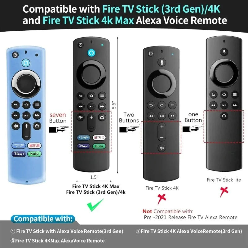 Silicone Case for Fire TV Stick 4K MAX Remote L5B83G – 6 Colors Remote Control Case Qme