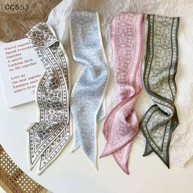 Cashew Flower Silk Scarf – Vintage Double-Sided Headband Scarf Headband Qst