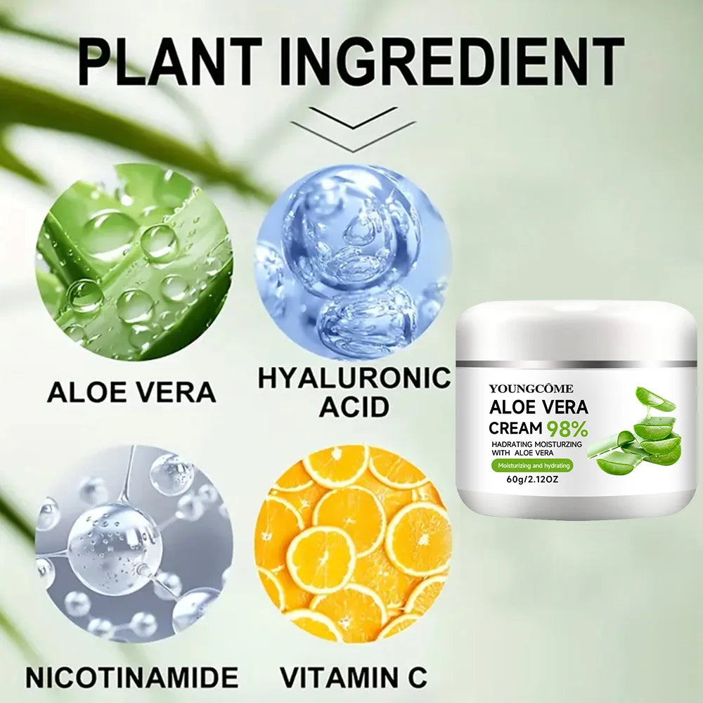 YOUNGCOME 98% Aloe Vera Face Cream – Moisturizing & Anti-Aging Aloe Vera Face Cream Qst