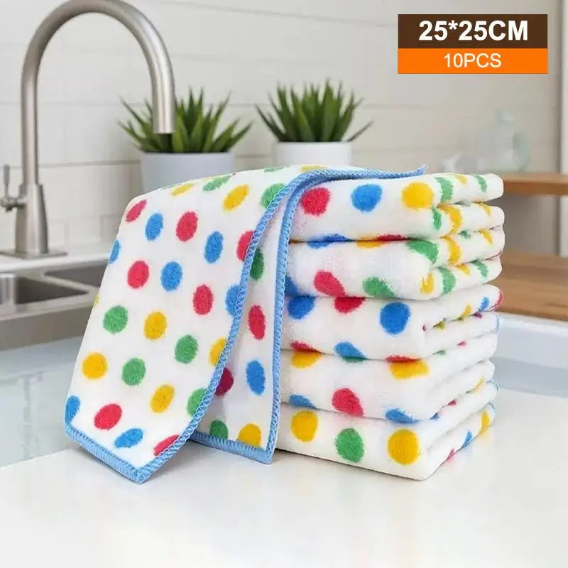 Rainbow Cotton Dishwashing Cloths – Absorbent & Lint-Free Kitchen Cleaning Cloth Qme A9