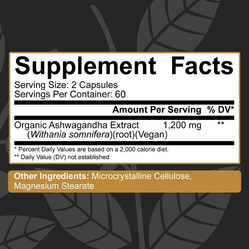 Organic Ashwagandha Capsules – Focus, Energy & Mood Support Herbal Supplement Qst
