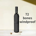 72-Bone Windproof Auto Folding Umbrella – Sun & Rain Windproof Folding Umbrella Qst Black 12K Iron