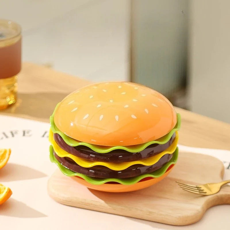 Stackable Hamburger Plate Set – 6-Layer Mini Dinner & Sauce Bowls Stackable Plate Set Qme