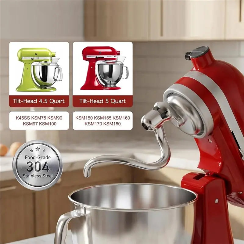 Spiral Dough Hook for KitchenAid 4.5–5 Qt Tilt-Head Mixer Mixer Dough Hook Qst