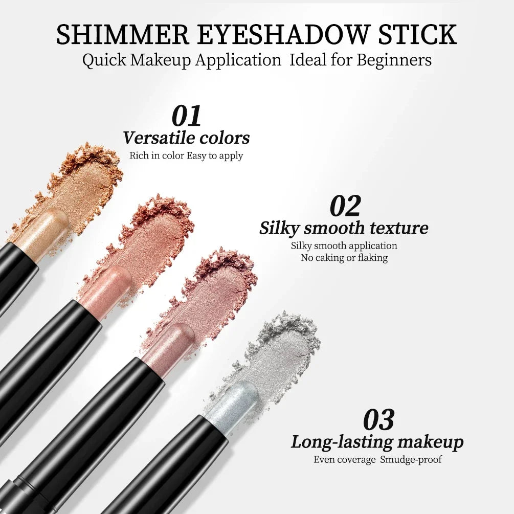 QIBEST Pearlescent Shimmer Eyeshadow Stick – Long-Lasting Glitter Eyeshadow Stick Qme