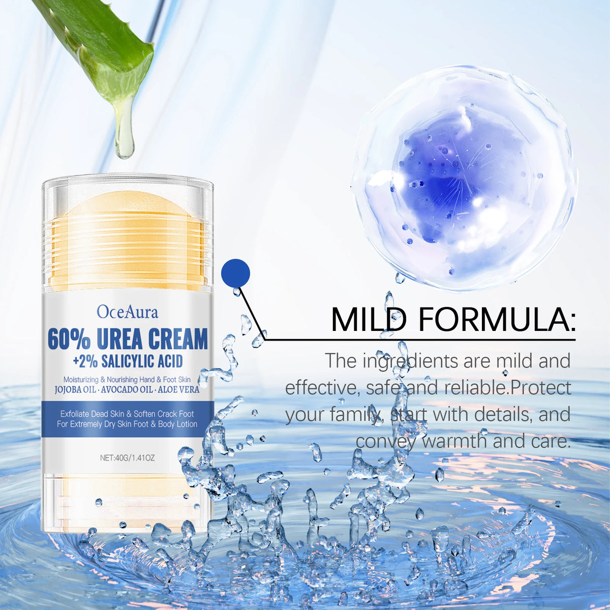 OceAura 40g Foot Care Cream Stick – Moisturizing & Smoothing Foot Care Cream Qst