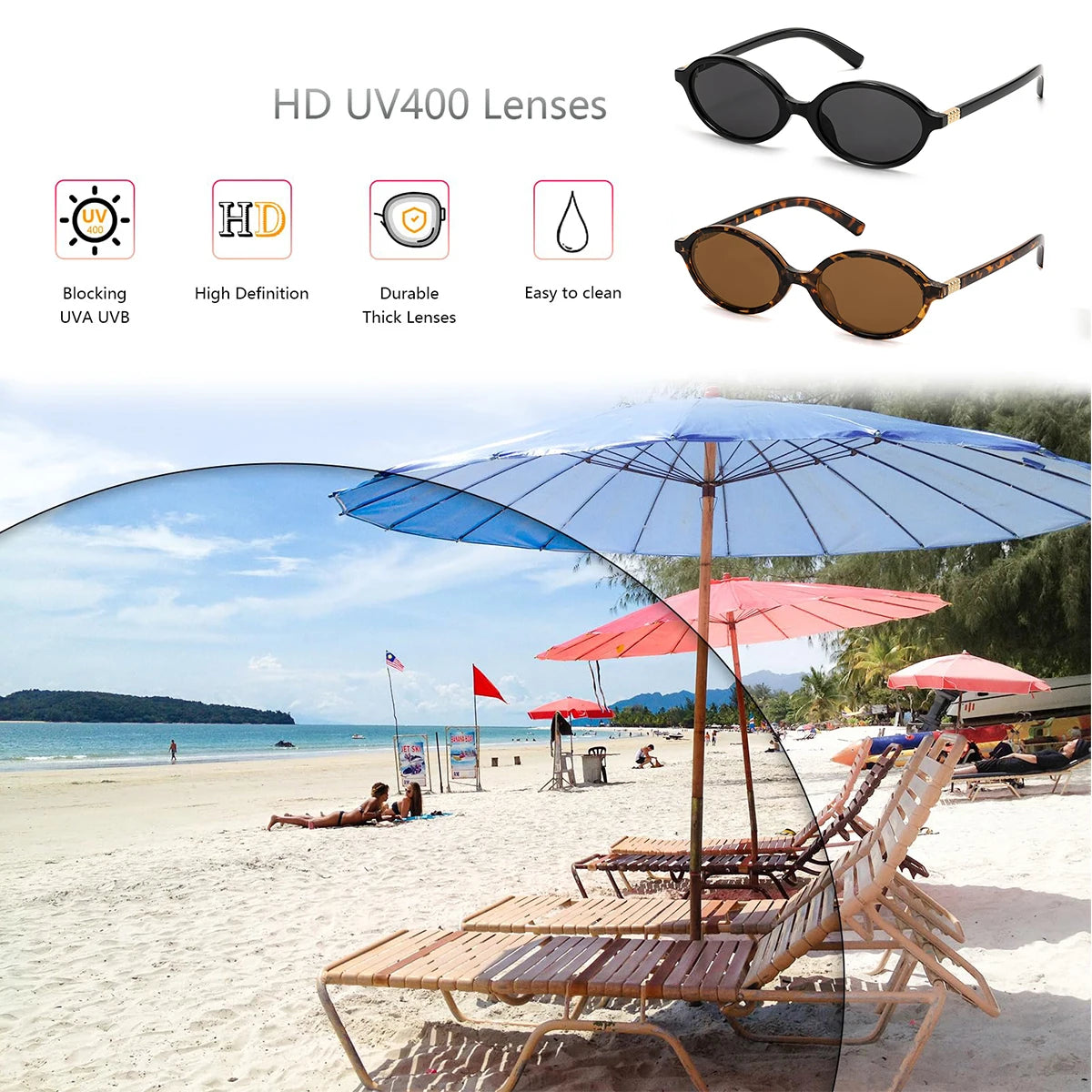 VOPHA Oval Retro Sunglasses UV400 Unisex Small Face S35 Retro Oval Sunglasses Qst
