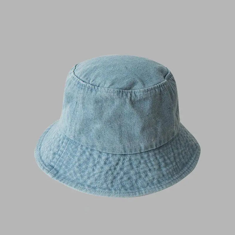 Women's Washed Denim Bucket Hat – Wide Brim Fisherman Cap Bucket Hat Qst A2