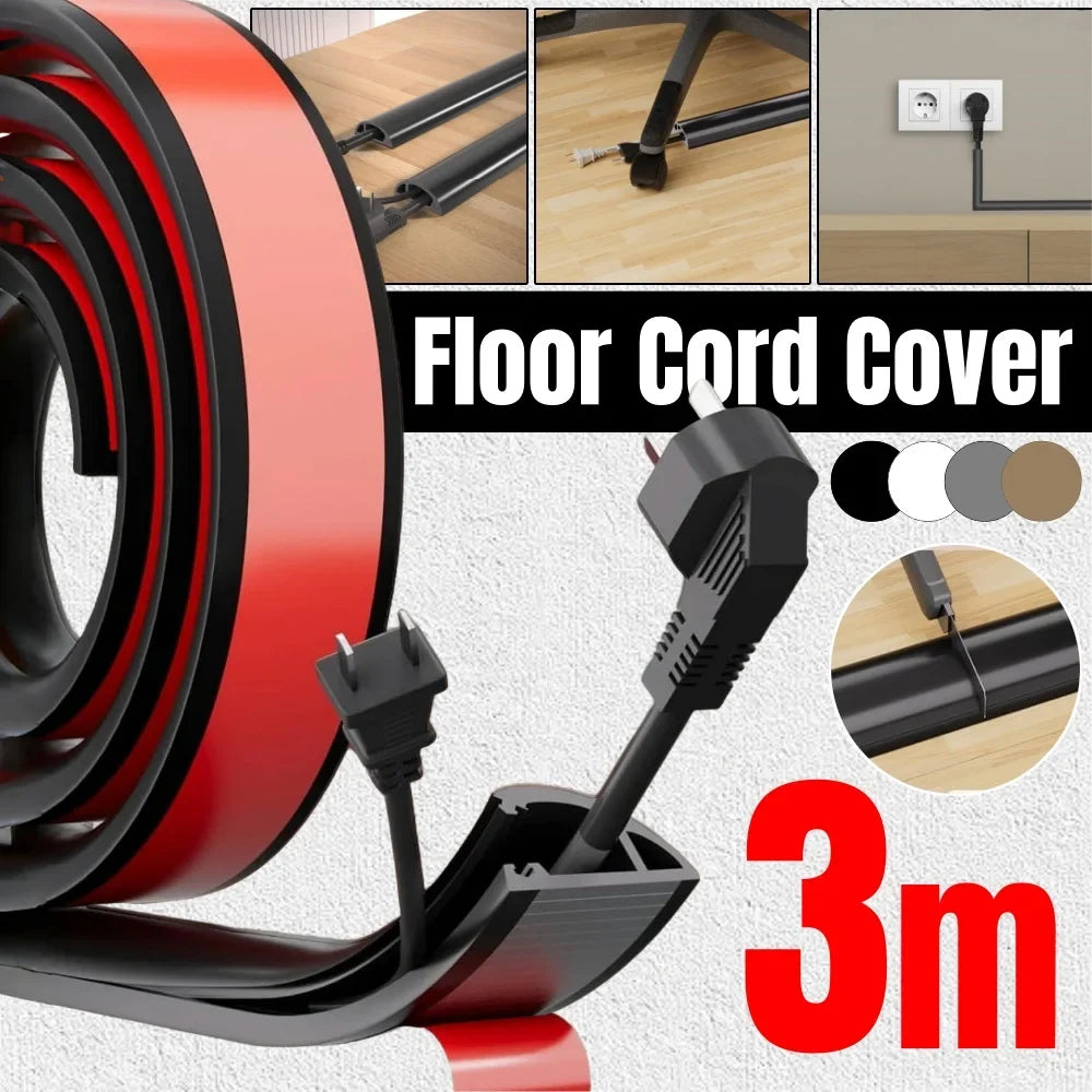 Self-Adhesive Floor Cable Cover PVC Cord Protector 1–3m Floor Cable Cover Qme