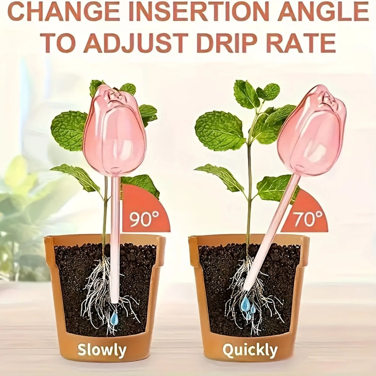 Tulip Shaped Automatic Plant Watering Bulbs – 4-Pack Self-Watering Bulbs Qme