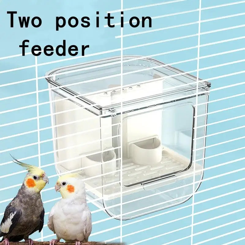 Automatic Bird Feeder Transparent Double Slot Hanging Cage Automatic Bird Feeder Qst