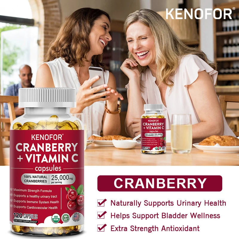 Cranberry Supplement Vitamin C 25,000mg Non-GMO Capsules Cranberry Supplement Qst