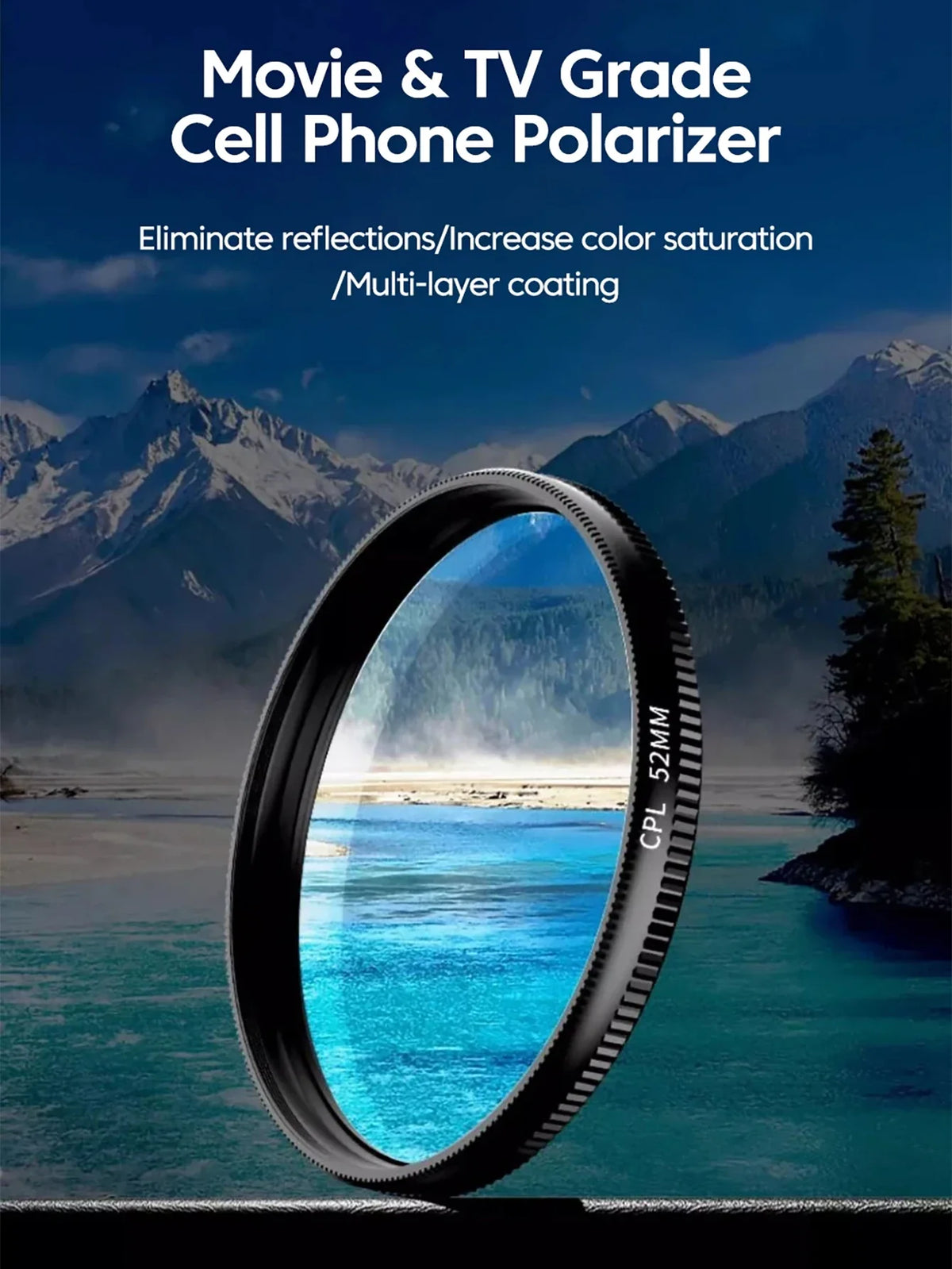 52MM Clip-On CPL Filter | Circular Polarizer Lens for Smartphones Camera Lens Filter Qme