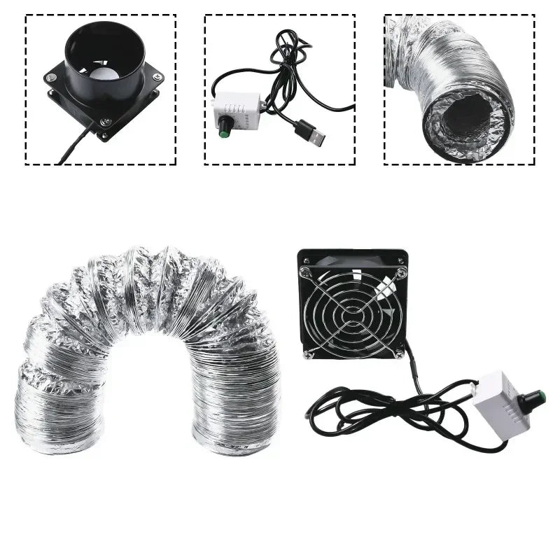USB Solder Fume Extractor Fan – Adjustable Speed + 1M Duct Pipe Fume Extractor Fan Qst