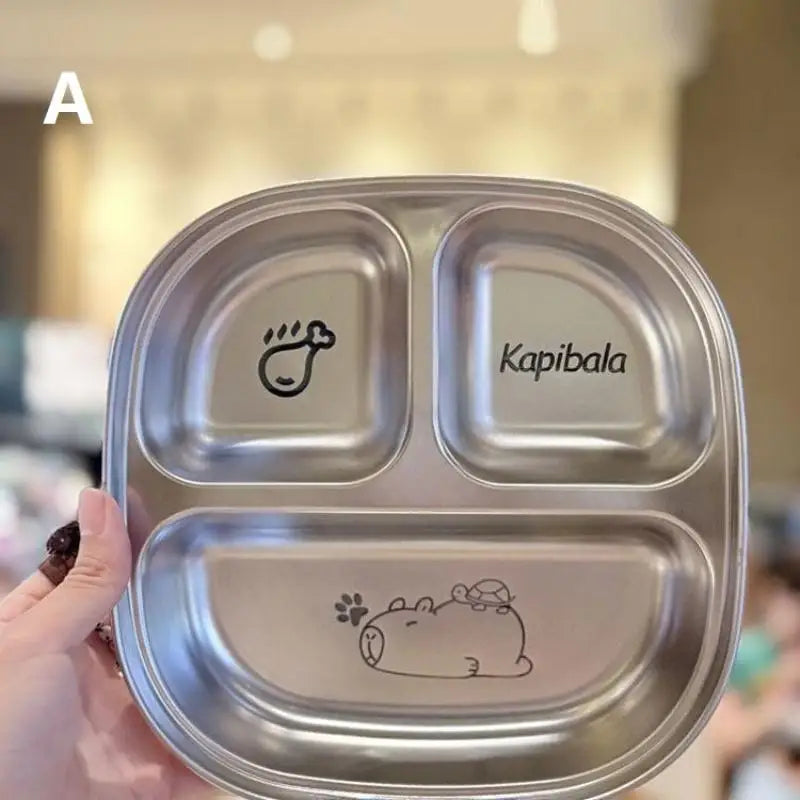 Capybara Divided Dinner Plate | Stainless Steel 2/3/4 Grid Divided Dinner Plate Qst A