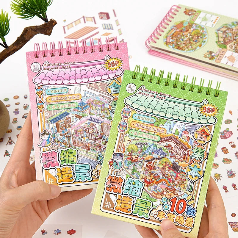 5D Cartoon Landscape Sticker Book – 35 DIY Scene Stickers DIY Sticker Book Qme