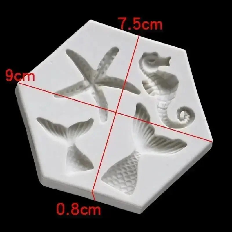 Silicone Mermaid Fish Tail Fondant Mold | Marine Life Baking Silicone Baking Mold Qme A