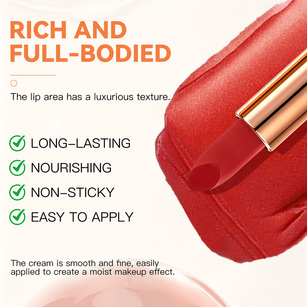 Matte Tri-Color Lipstick Set – Rose Gold Case, Chain & Mirror Lipstick Gift Set Qst