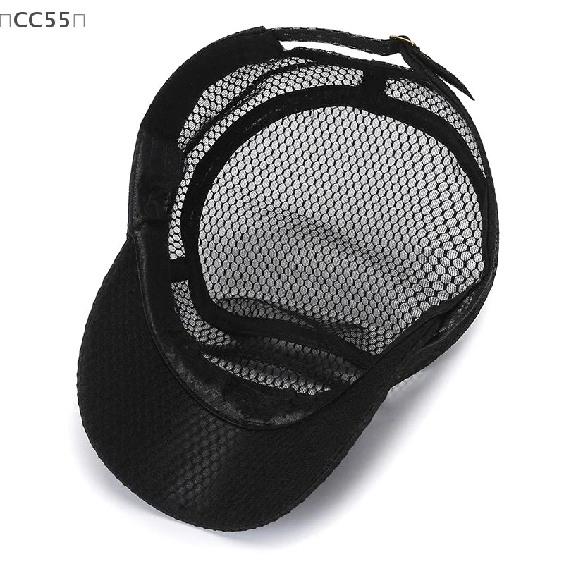 Men's Mesh Snapback Cap – Breathable Flat Top Trucker Baseball Hat Snapback Baseball Cap Qst