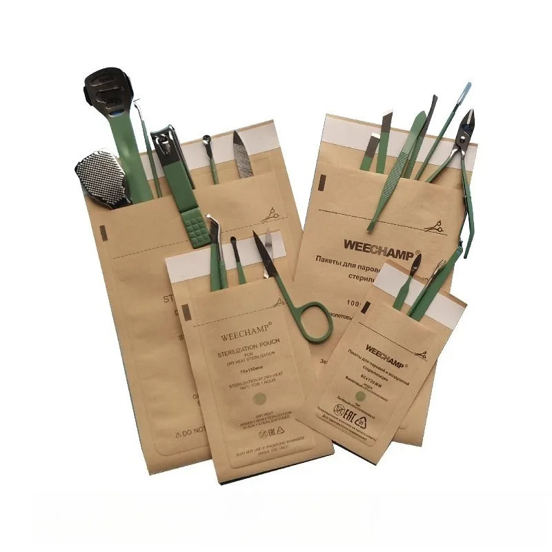 Nail Tool Sterilizer Bags | Kraft Manicure Sanitizing Pouches 50pc Nail Sterilizer Bags Qme
