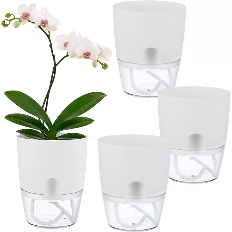 Self Watering Plant Pot – Double Layer Transparent Reservoir Self Watering Planter Qme