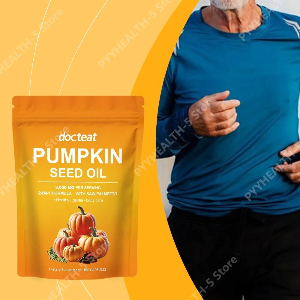 Pumpkin Seed Oil 3000mg + Saw Palmetto – 180 Capsules Herbal Supplement Capsules Qst
