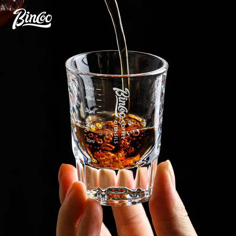 Bincoo 50ml Glass Espresso Measuring Cup with Scale Espresso Measuring Cup Qst