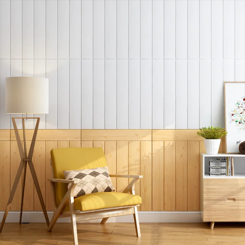 3D Wood Grain Foam Wall Sticker Self-Adhesive 35×35cm Foam Wall Tile Qme