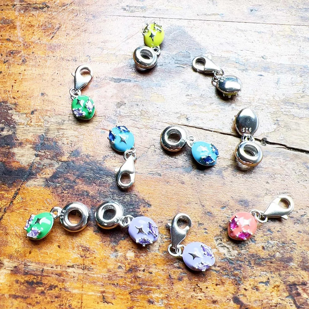 Alien Head Dangle Charm Pendant | 925 Sterling Silver, 10 Colors Charm Pendant Necklace Qme