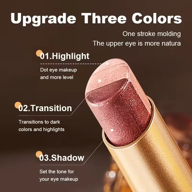 OPE Tri-Color Eyeshadow Stick | Shimmer Gradient Waterproof Eyeshadow Stick Qme