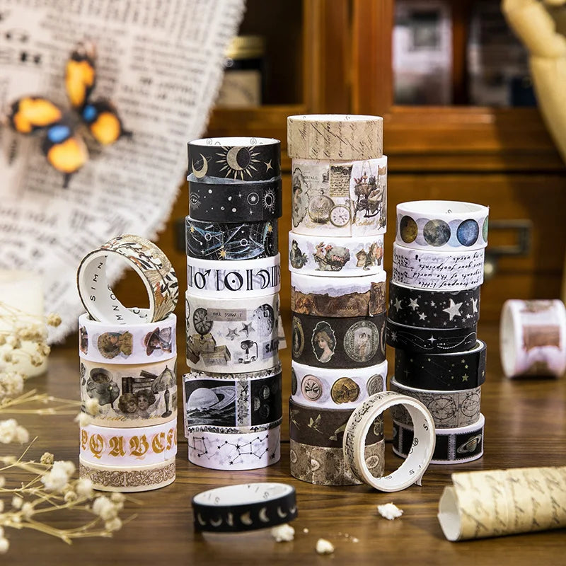 18 Rolls Retro Washi Tape Set – Journaling & Scrapbooking Decorative Washi Tape Qme