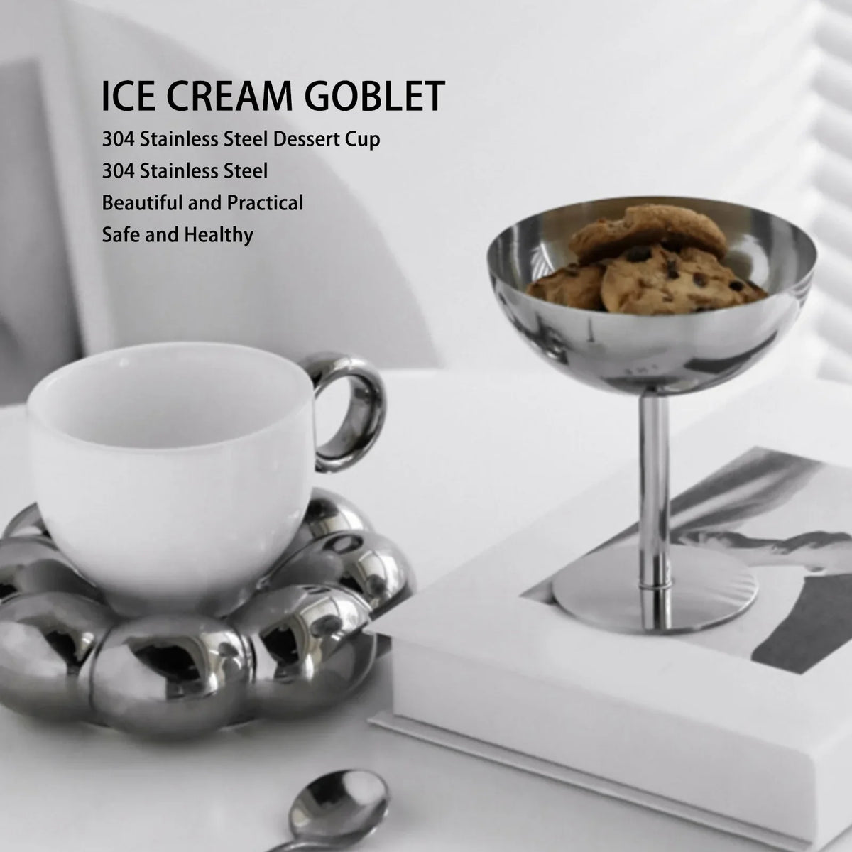 Stainless Steel Ice Cream Goblet | Food Grade Dessert Cup Dessert Goblet Qme