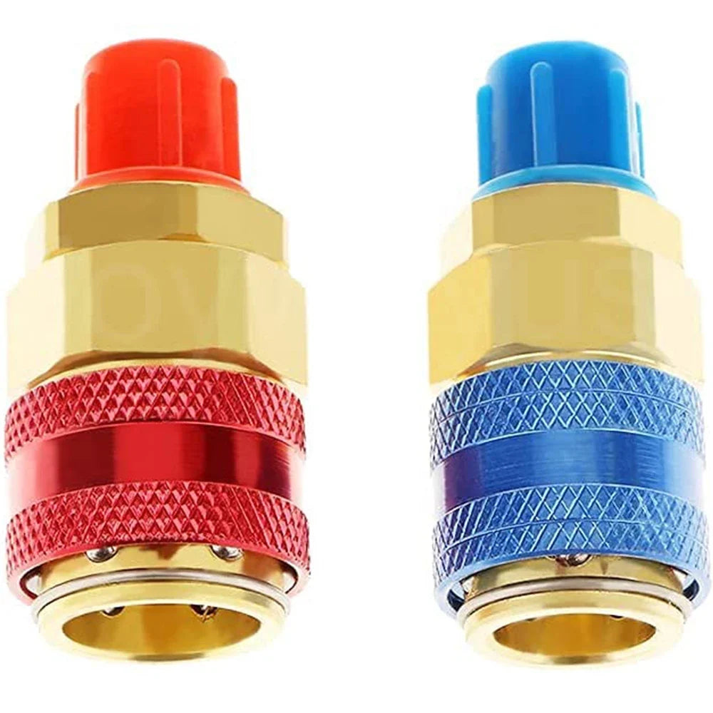 R134A Brass Quick Coupler Connector – Car AC Refrigerant Adapter AC Refrigerant Coupler Qme 2pcs