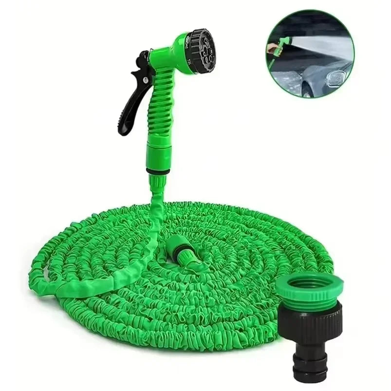 25FT Expandable Garden Hose with 7-Function Spray Gun Expandable Garden Hose Qst green 25ft-7.5M Extented