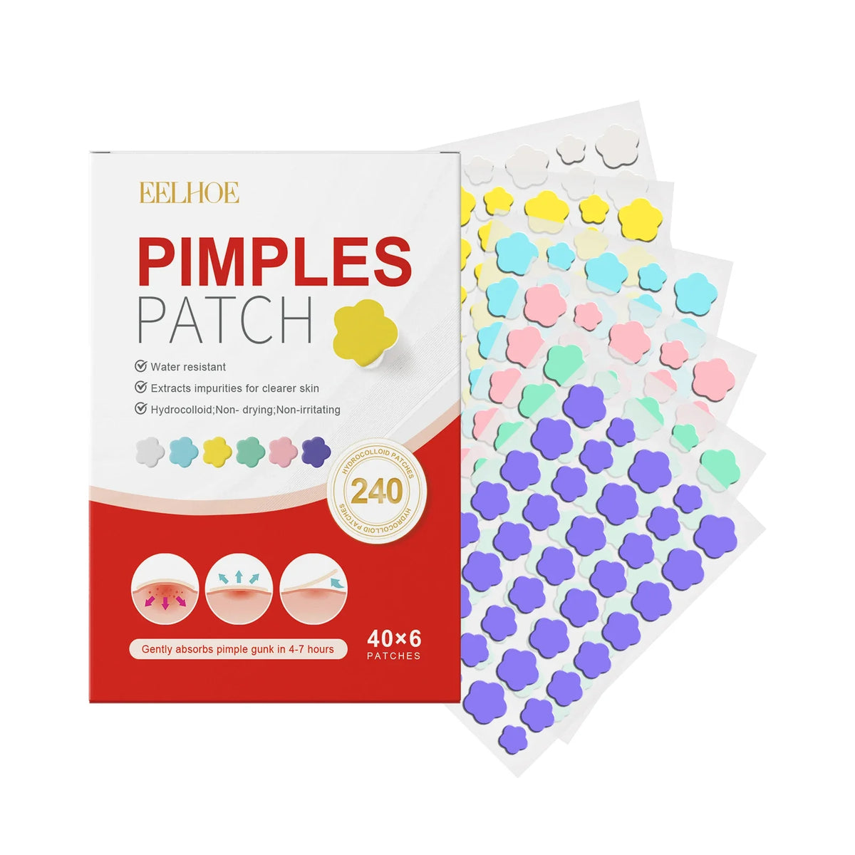 Salicylic Acid Pimple Patches – Colorful Heart Flower Star | Qme Pimple Patches Qme Flower 240Pcs