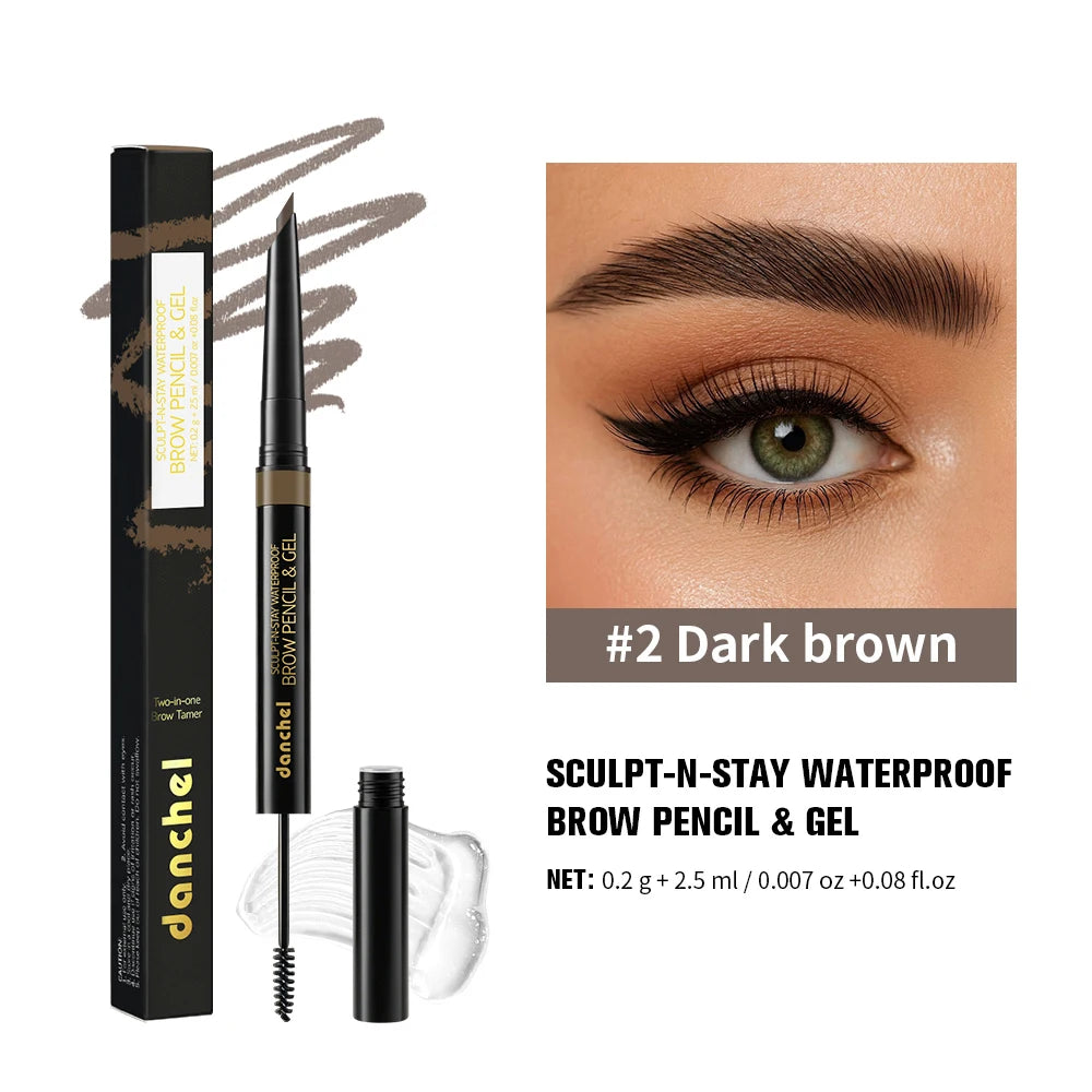 Dual-Ended Wild Brow Pencil & Setting Gel – Waterproof Eyebrow Pencil & Gel Qst 02