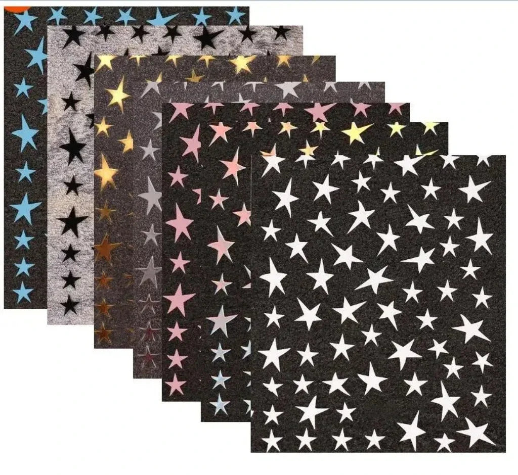 Mix 7 Colourful Star Nail Stickers Laser Pentagram Decals Nail Art Stickers Qme MIX 7 COLOUR