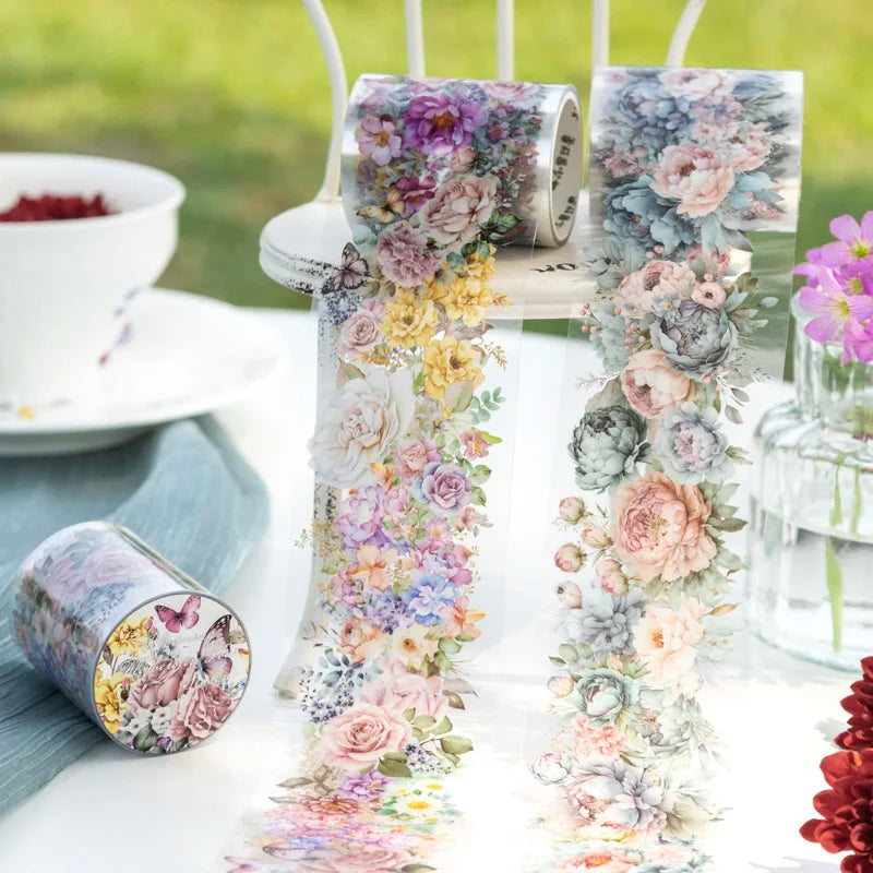 PET Flower Pattern Decorative Masking Tape – DIY Scrapbooking Decorative Craft Tape Qme