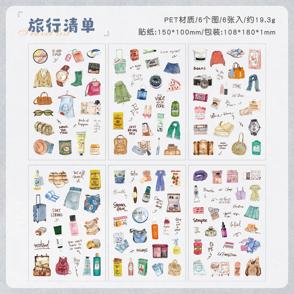 6-Sheet Cute Scrapbooking Sticker Book – DIY Junk Journal Supplies Scrapbooking Sticker Book Qme D