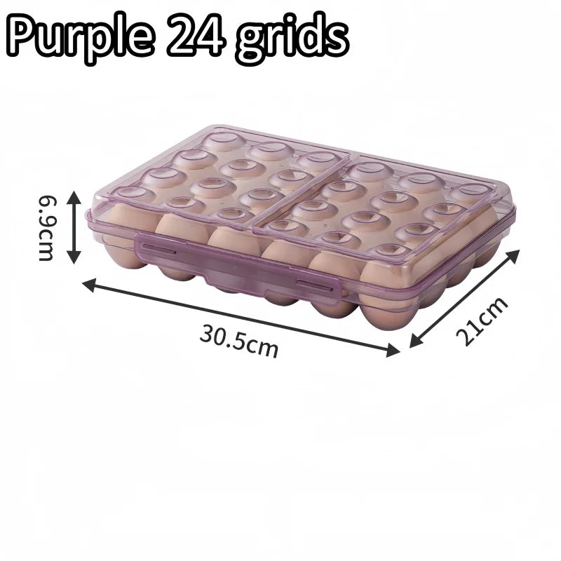 Portable Egg Storage Box with Lid – 6, 15 or 24 Grid Egg Storage Box Qme Purple 24 grids