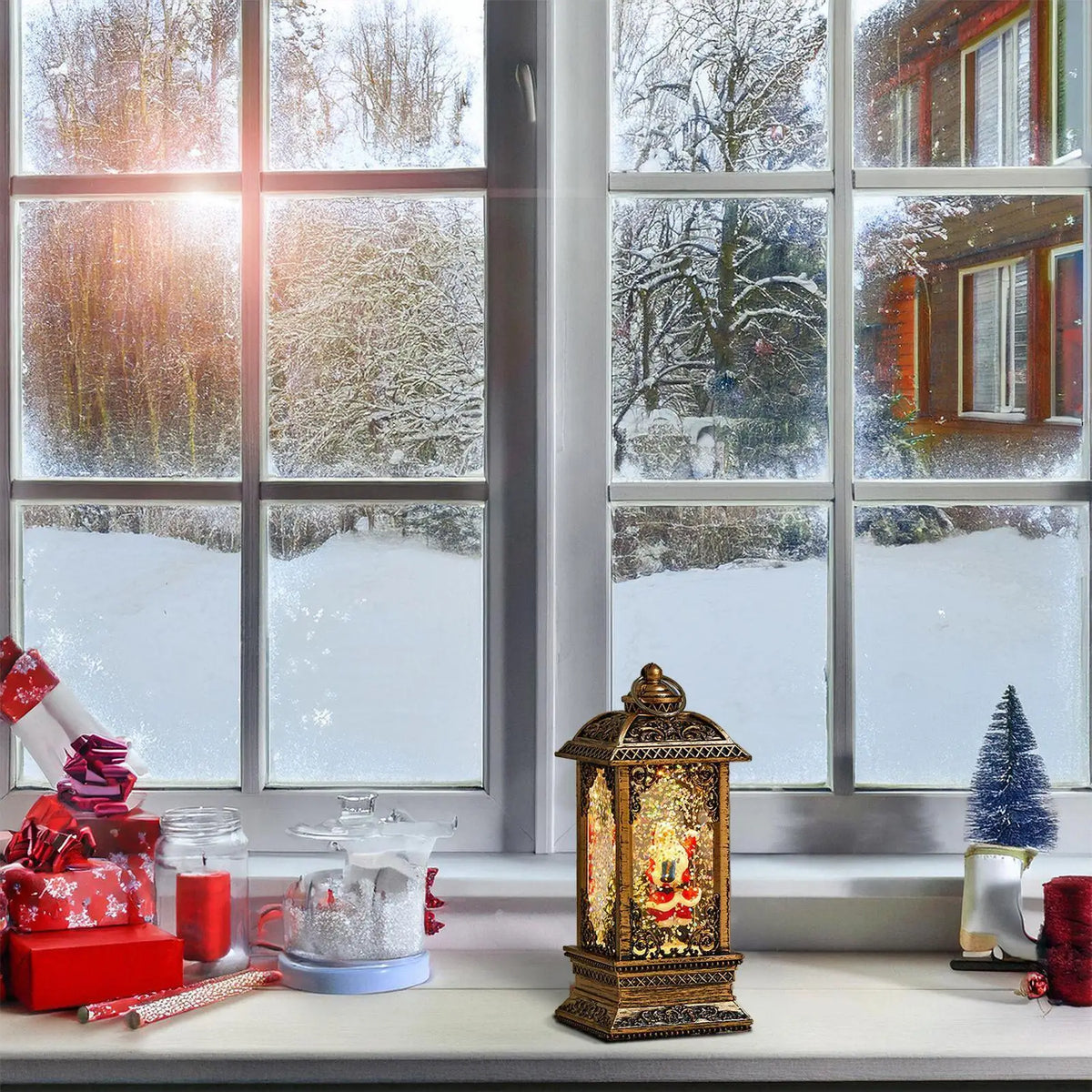 Lighted Santa Snow Globe Christmas Ornament – 4 Colors Christmas Snow Globe Qme