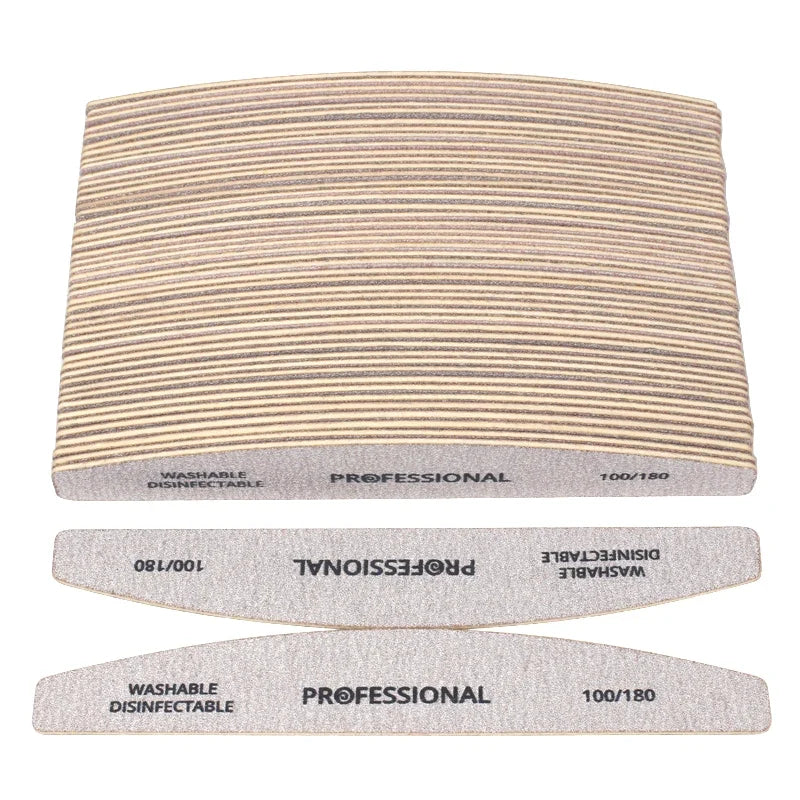 Professional Wooden Nail Files & Buffer Set 100/180 Grit Nail Files & Buffer Qme